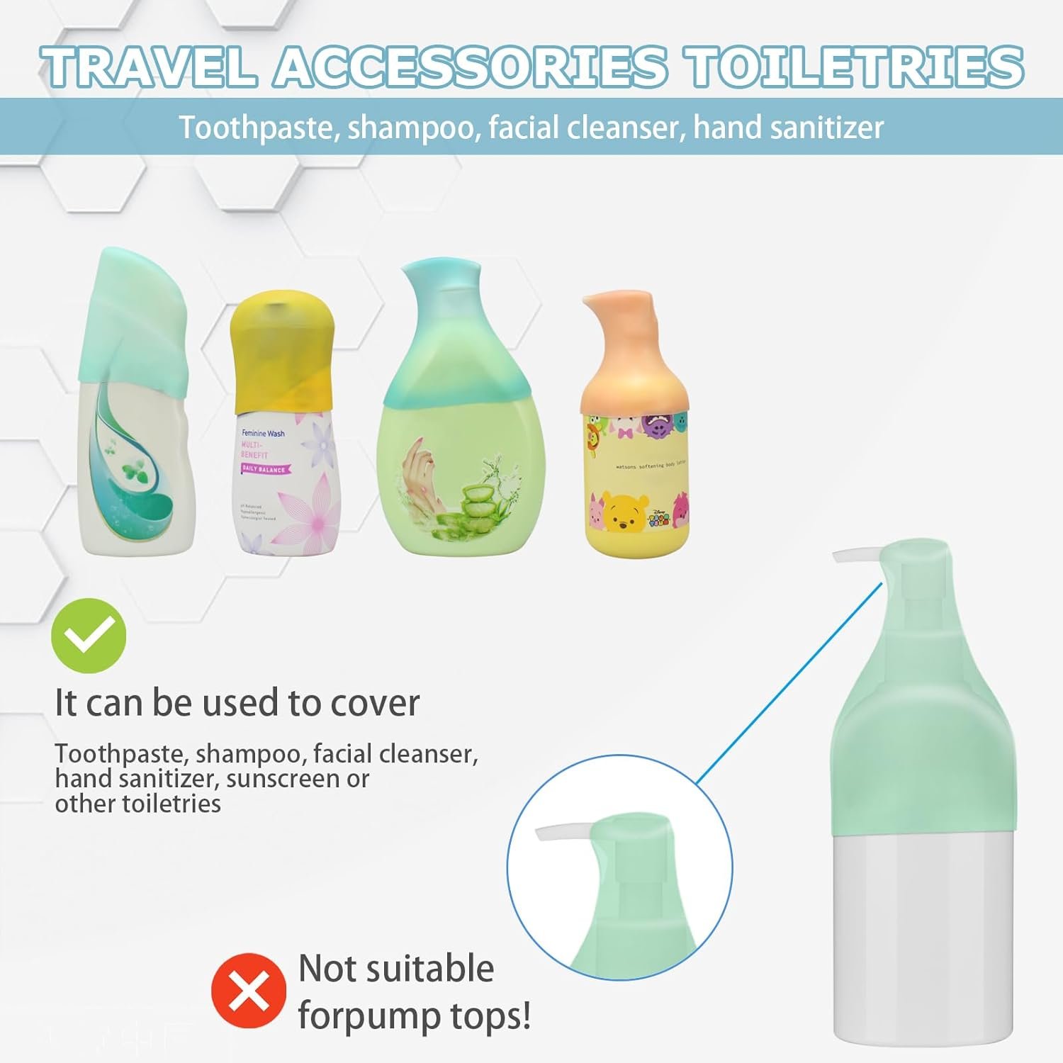 Silicone Bottle Covers Travel Essentials for Women Men, Beach Vacation Essentials, Travel Size Toiletries Accessories, Cruise Ship Essentials 2026, Must Haves, Leak Proofing - Image 3