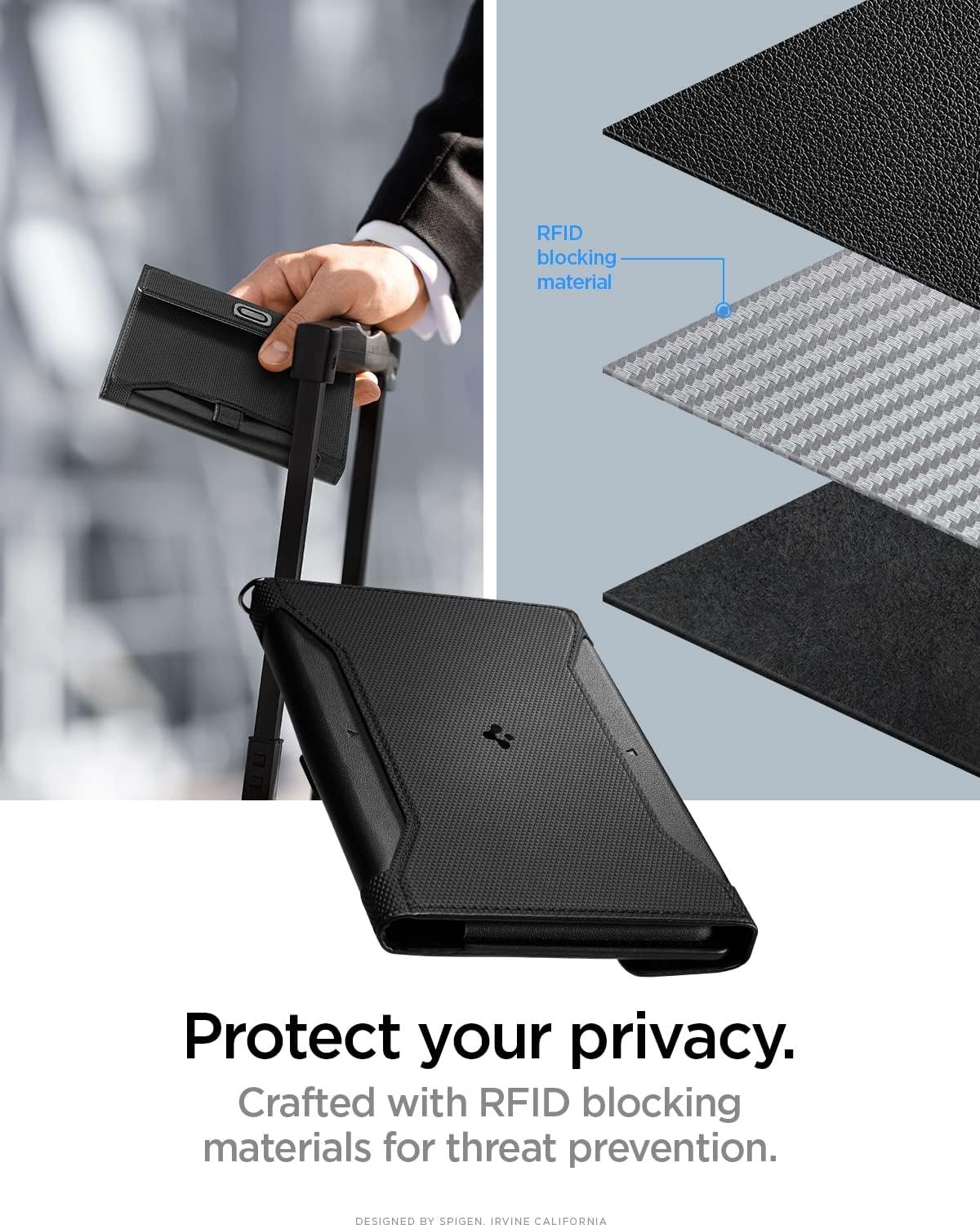 Spigen Life for Passport Card Cover Holder with RFID Blocking Technology Wallet Travel Documents Organizer Protector Accessories, SIM Card Pin Included - Image 4