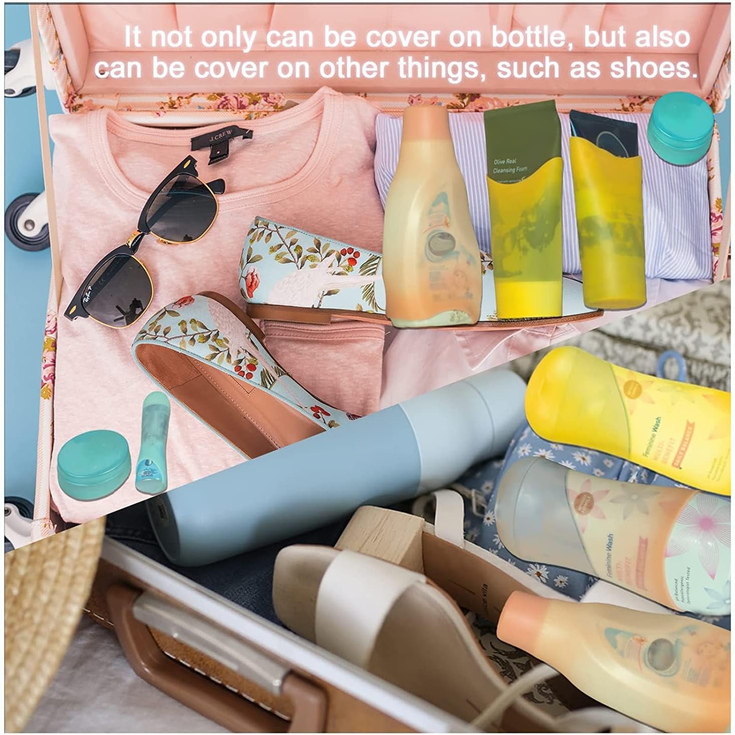 Silicone Bottle Covers Travel Essentials for Women Men, Beach Vacation Essentials, Travel Size Toiletries Accessories, Cruise Ship Essentials 2026, Must Haves, Leak Proofing - Image 2
