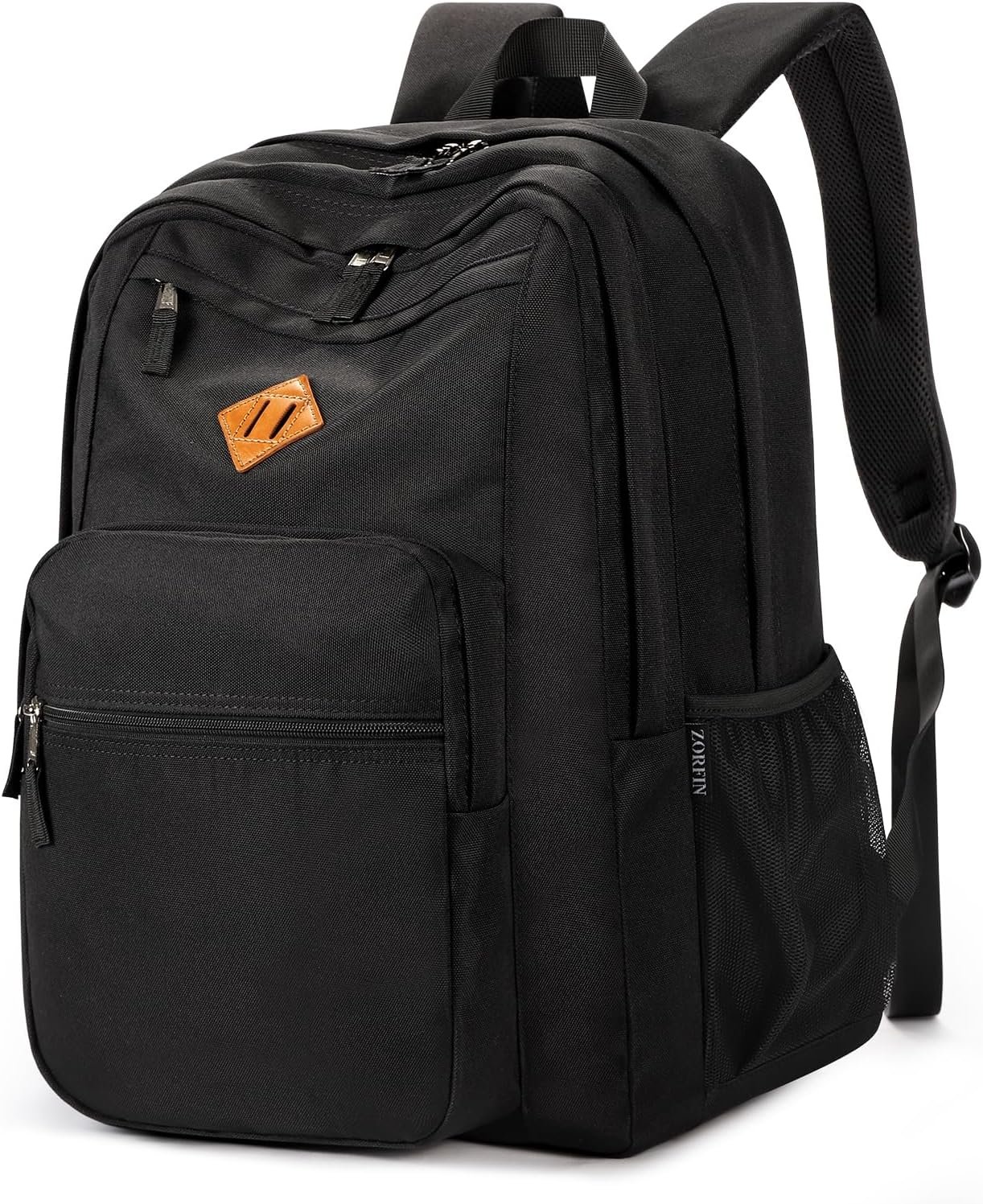 ZORFIN 26L Black Backpack for College, and Travel: Water Resistant Bookbag